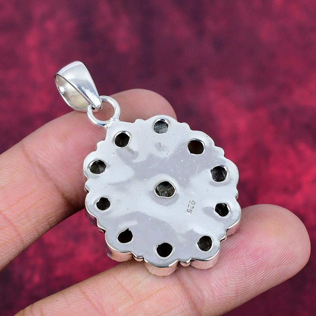 Mother of Pearl Pendant, Real Gemstone Pendant 925 Solid Sterling Silver Pendant, Handmade Jewelry Anniversary Gift