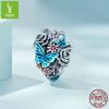 Heart Butterfly Beaded Accessories, Booming Flowers S925 Silver Bracelet Beads Loose Beads Scc2350