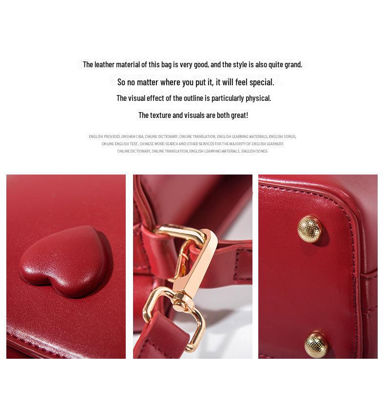 2025 Retro Rote Braut-Eimertasche mit großem Fassungsvermögen