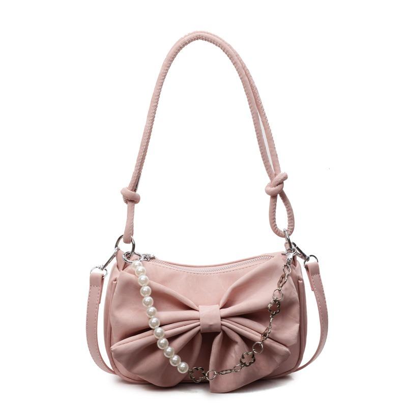 Portable high-end messenger bag women's summer new fashion versatile pleated bow chain bag
