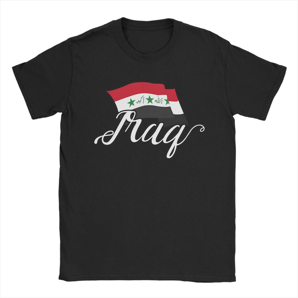 Funny Iraq Flag World Football TShirts Unisex Unisex Crew Neck Cotton T Shirts Short Sleeve Tees Plus Size Tops