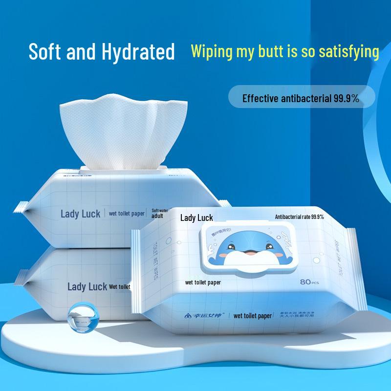 Goddess of Fortune Individually Wrapped Pure Water Wipes - 80 Portable Single-Use Cleaning Wipes