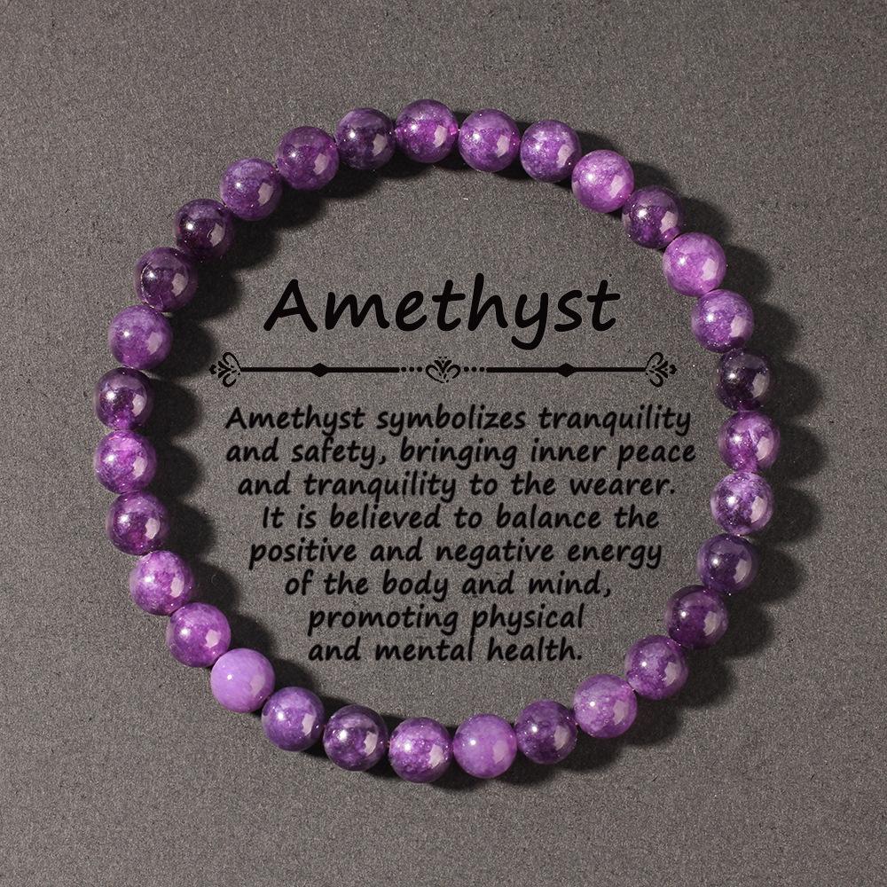 

Retro Fashion Hand-woven 6mm Natural Stone Amethyst Elastic Beaded Bracelets for Women Men Friend Luck Jewelry Accessories Gifts аметист