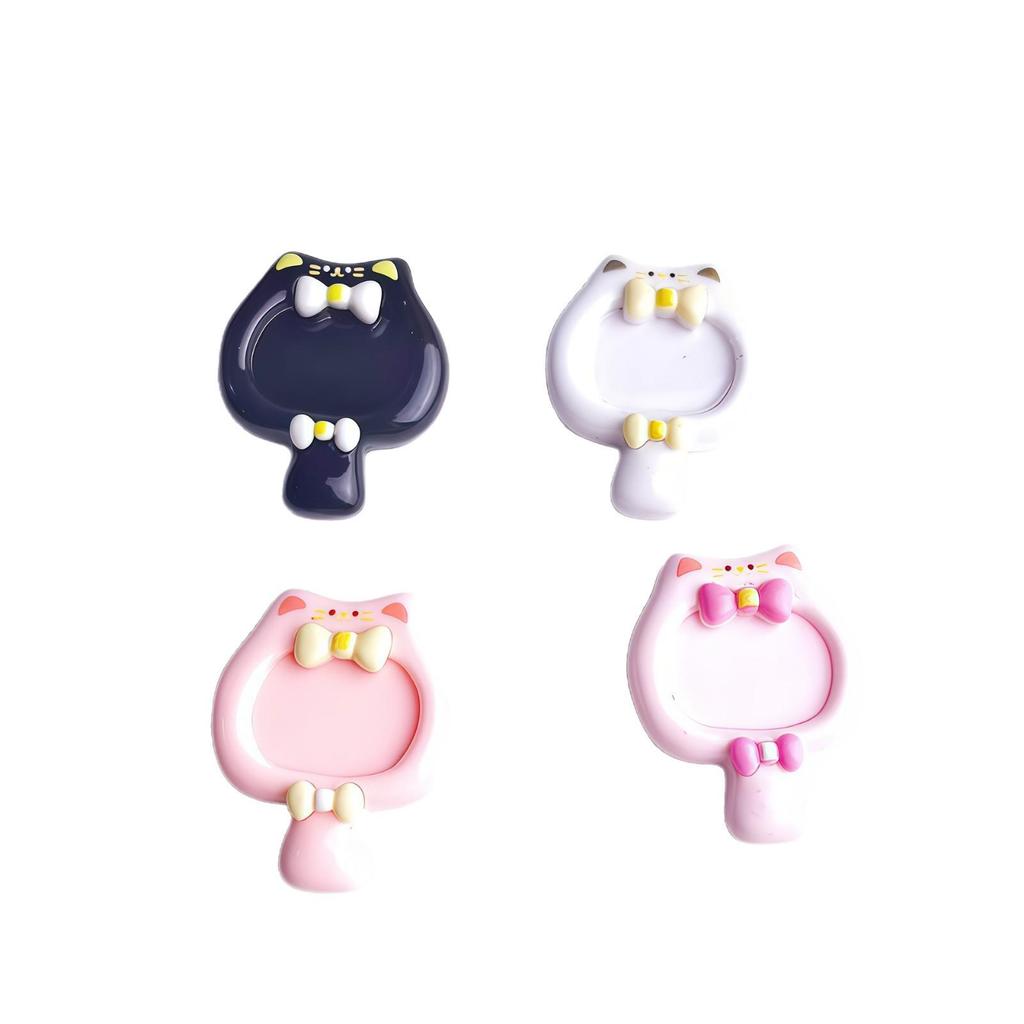 Cartoon Glossy Bow Cat Mirror Resin Ornaments: DIY Hair Clip, Phone Case, or Cup Accessory