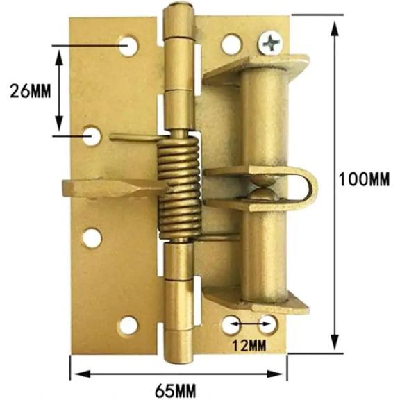 4pcs 4 inch Positioning Hinge Spring Self-aligning Hinge Automatic Closing Door Multi-Function Screen Door Hinge Furniture Supplies(Gold)