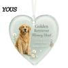 Pet Loss Consolation Gift Acrylic Heart Shape Ornament with Animal Pattern & Emotional Message, Decorative Pendant Hanging Rope for Car Rear