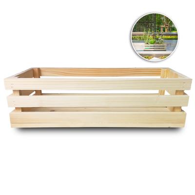 Wooden Box Cover Balcony Terrace Herb Garden Natural 60X23X15 Eco