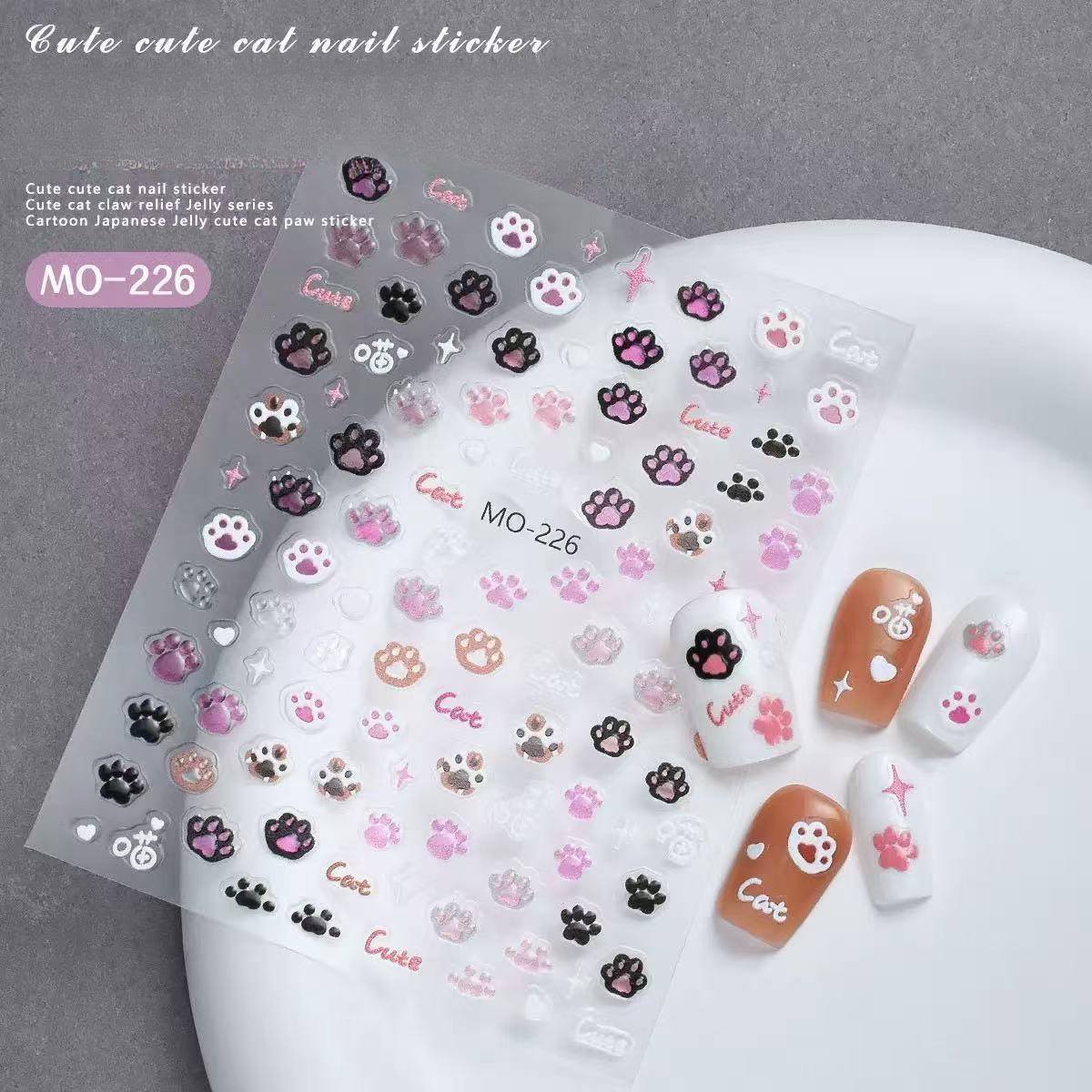 

Mini Cute Cartoon Kitten Paw 3D Relief Scrapbook Sticker Sweet Nail Decora Kawaii DIY Stationery Sticker for Kids Journal Craft