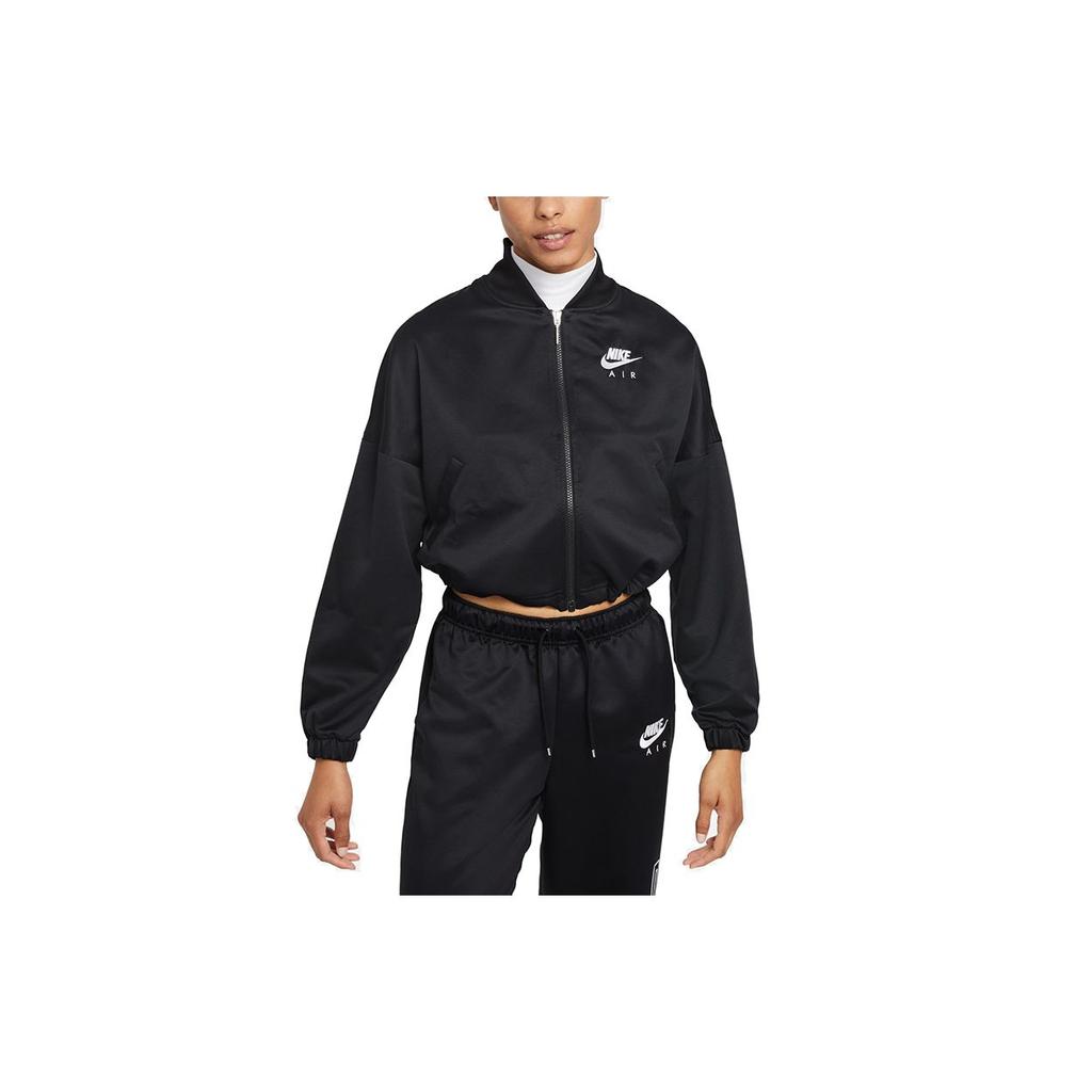 Nike Air Classic Logo Casual Collar Fitted Straight-Cut Long Sleeve Baseball Jacket Women Jackets Black DD5422-010