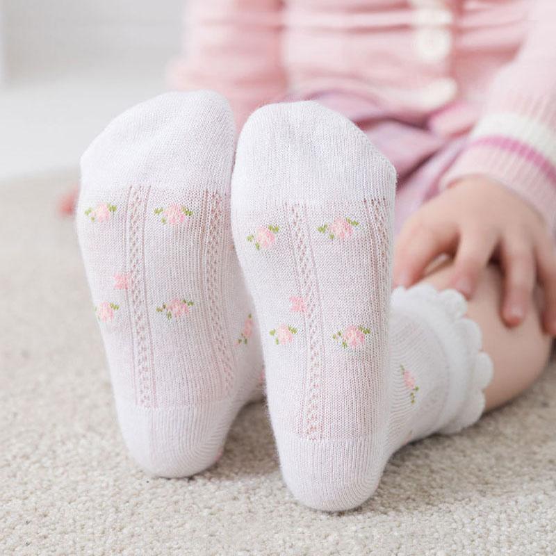 Girls Socks 5 Pairs/Lot Spring Summer Cotton Infant Children Socks Cute Flowers Pattern For Kids Baby