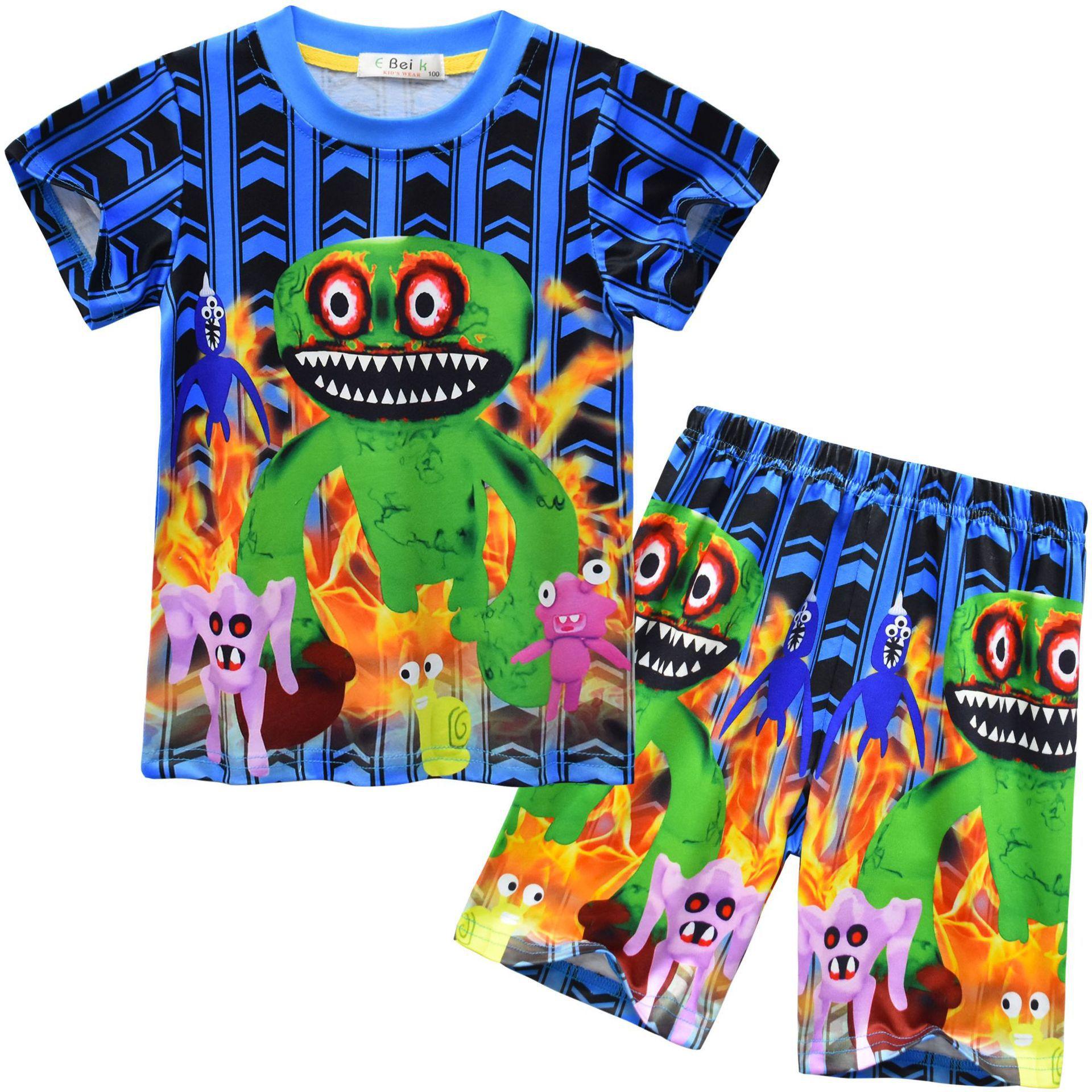

Short-Sleeved Children S R Animation Cartoon Digital Printing Set, Children S Short-Sleeved Loungewear Set 91102 110