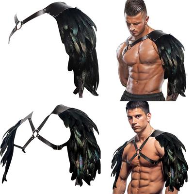 Medieval Leathers Costume Armour Halloween Cosplay Warrior Armors Shoulder Armour Feather Double Shoulder Guard Harness