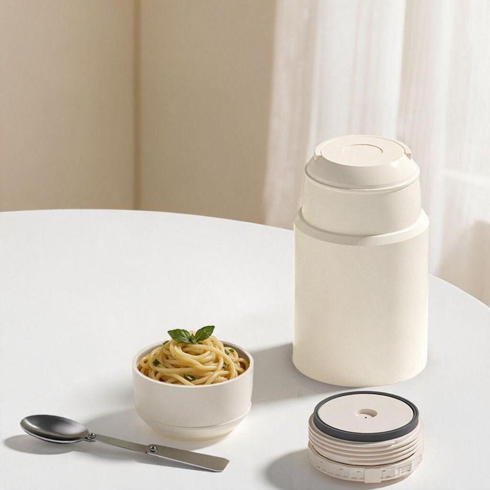 Long-lasting Keep Cool/Warm Thermal Food Container with Folding Spoon Thermal Soup Cup Office