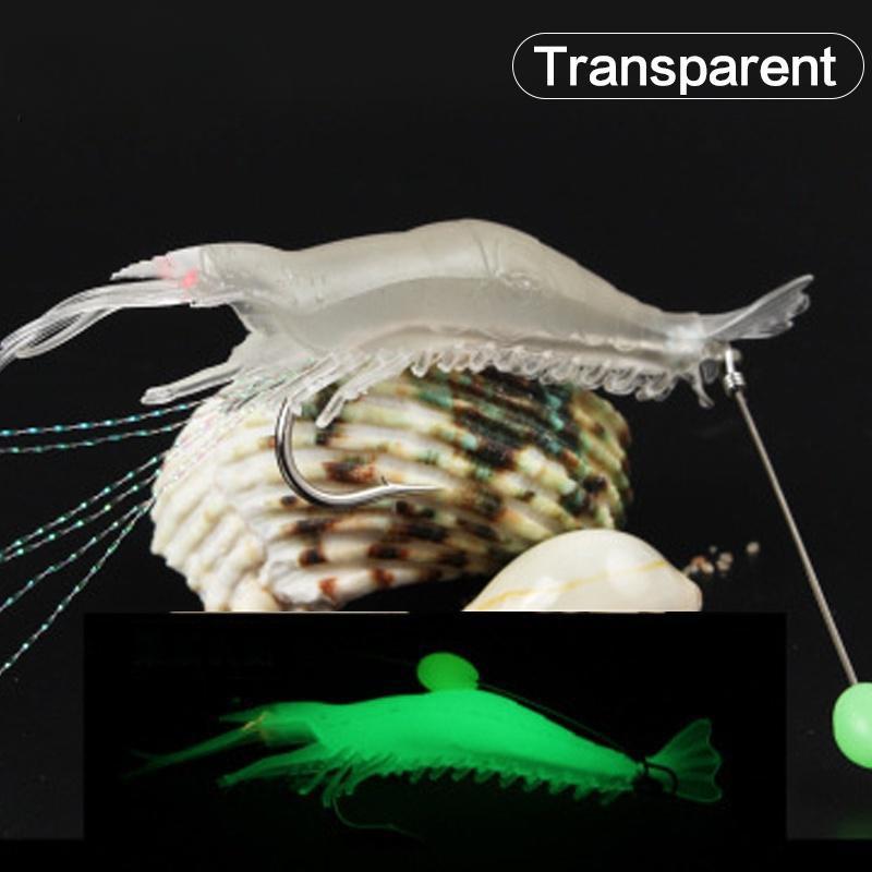 Garnelenköder mit Haken Leuchtende Weiche Angelköder Garnelenköder Silikon Lockmittel Tackle Köder FlySand Angelwerkzeug