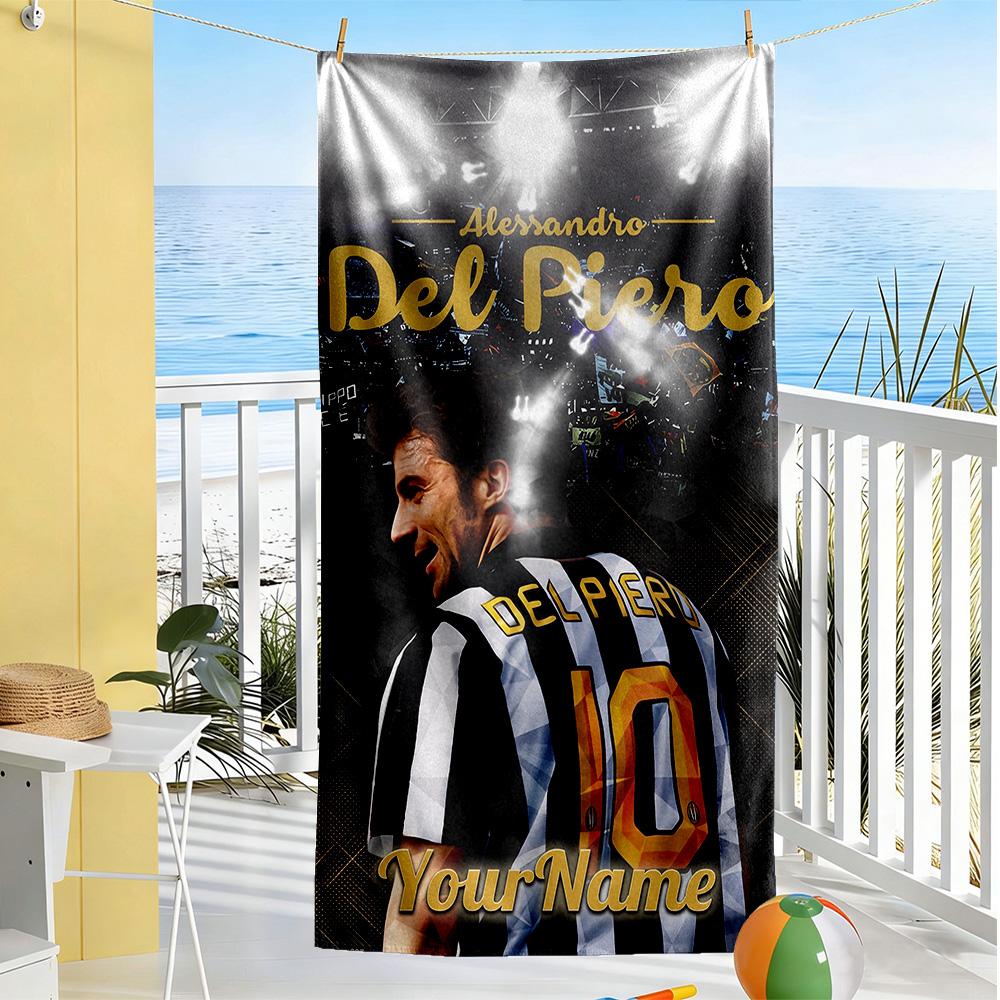 Juventus Customize Text Beach Towel Quick-Dry Soft Microfiber Perfect for Traveling Yoga Camping and Swimming