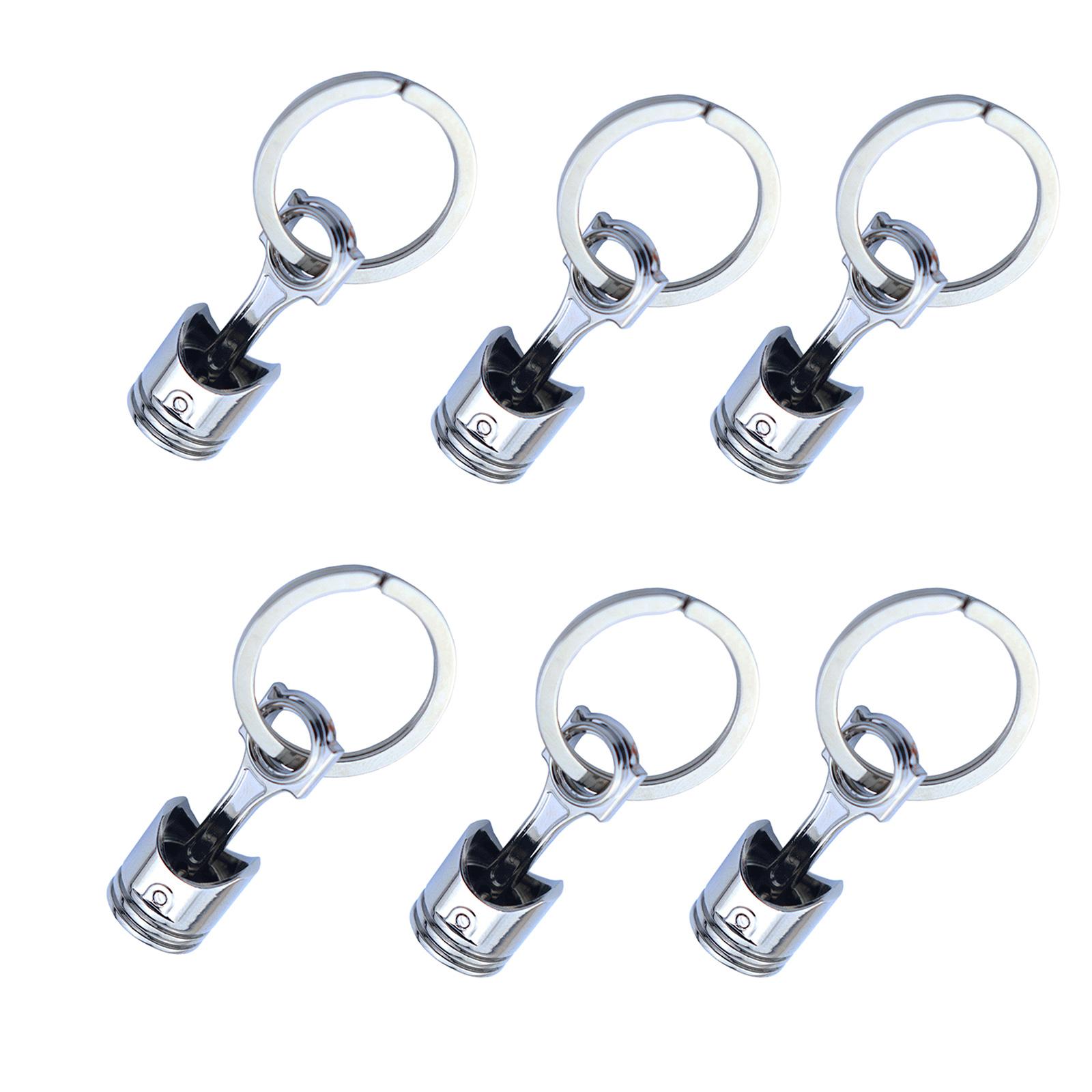 

6Pcs/set Heavy Duty Alloy Car Engine Piston Keychain for Automotive Enthusiasts Mechanical Design Keyring Gift серебряный