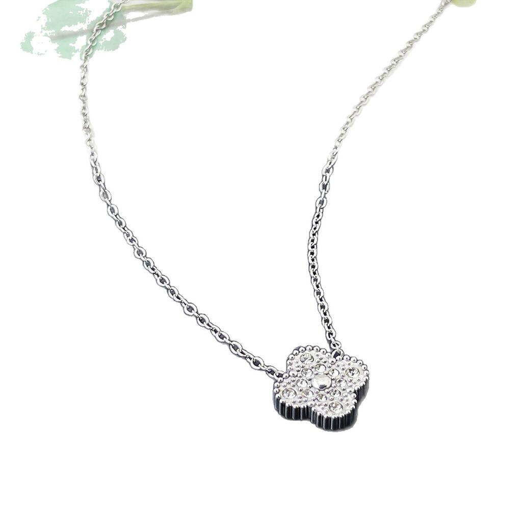 15 mm Fyraklöver Enkel Blomma Halsband Dubbelsidigt Lyxstil Damhalsband Hänge