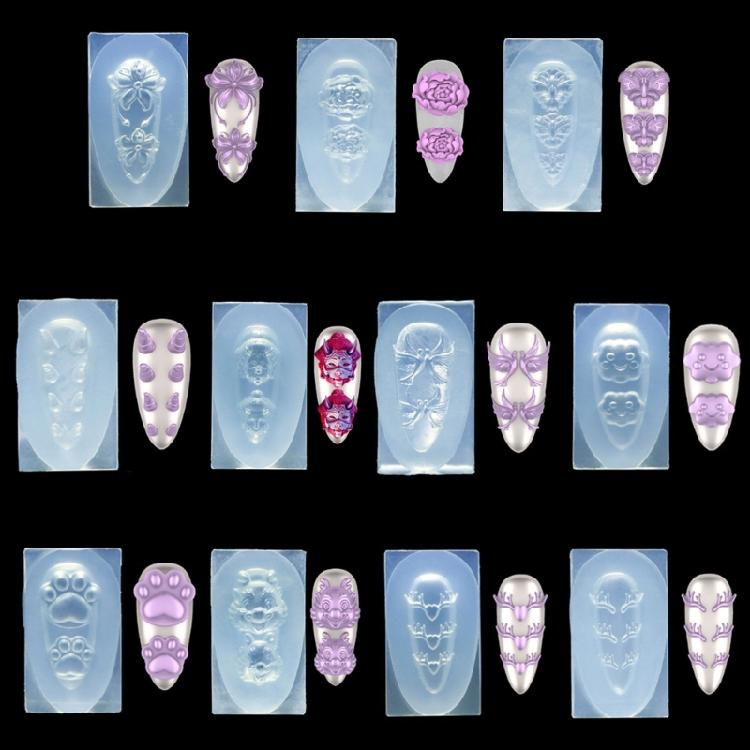 Silicone Nail Art Molds Flower Animal Cloud  Antler Pattern 3d Nail Carving Mold Silicone Nail Carving Mold Enduring