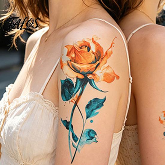 Talos 5 Sheets Butterfly Tattoo Stickers, Waterproof Temporary Flower Tattoos, Colorful Face Body Tattoos for Parties Night Club Music Festival