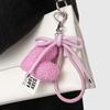 Versatile Multi-Color Leather Bow and Plush Heart Keychain Charm