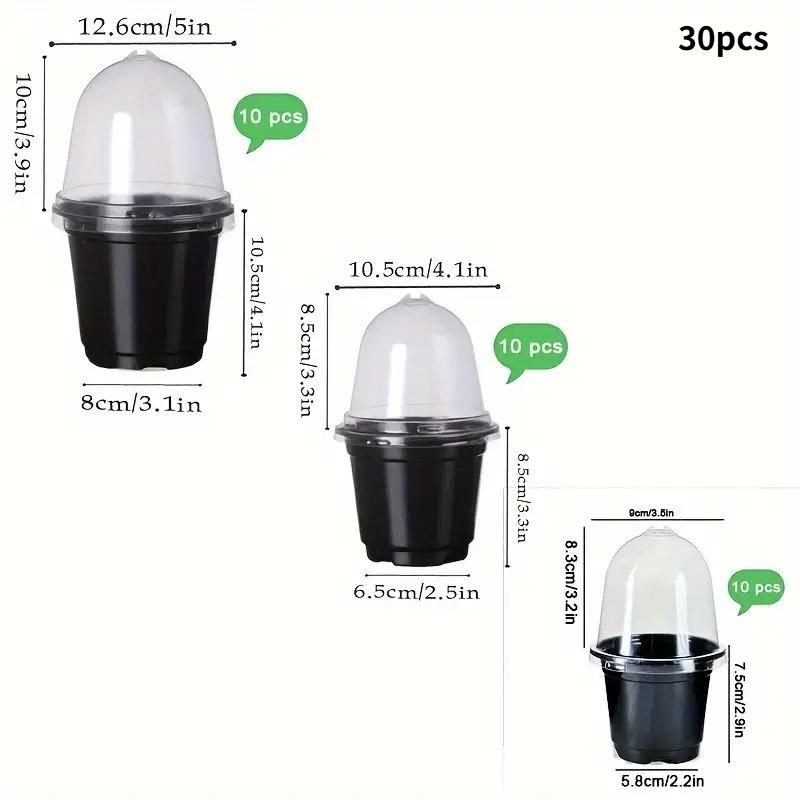 15/30pcs Transparent Round Plastic Seedling Pots with Dome Lids 8.89/10.16/12.7 Cm Durable Lightweight for Indoor/Outdoor Garden