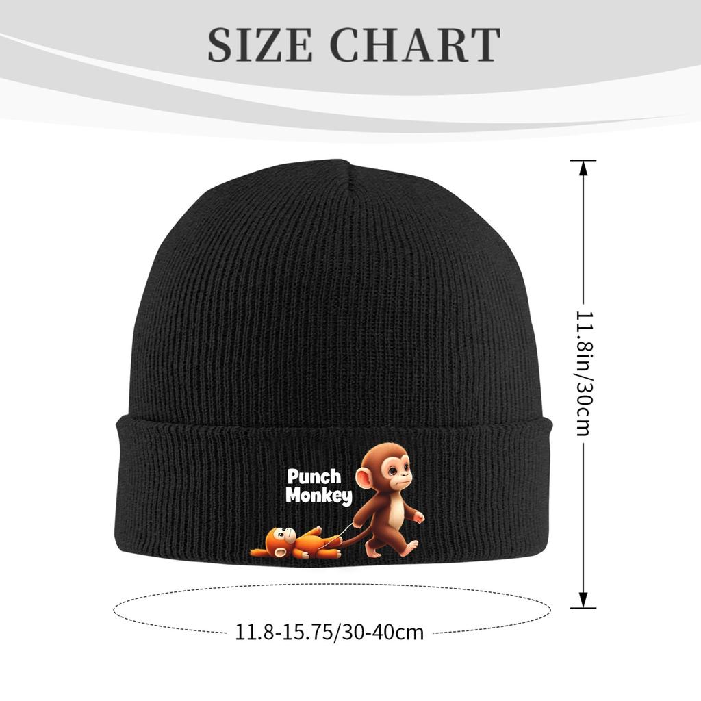 Punch Monkey 4 Mützen Bonnets Unisex Erwachsene Street Gym Strickmütze Herbst Design Kopfbedeckungen Kappen