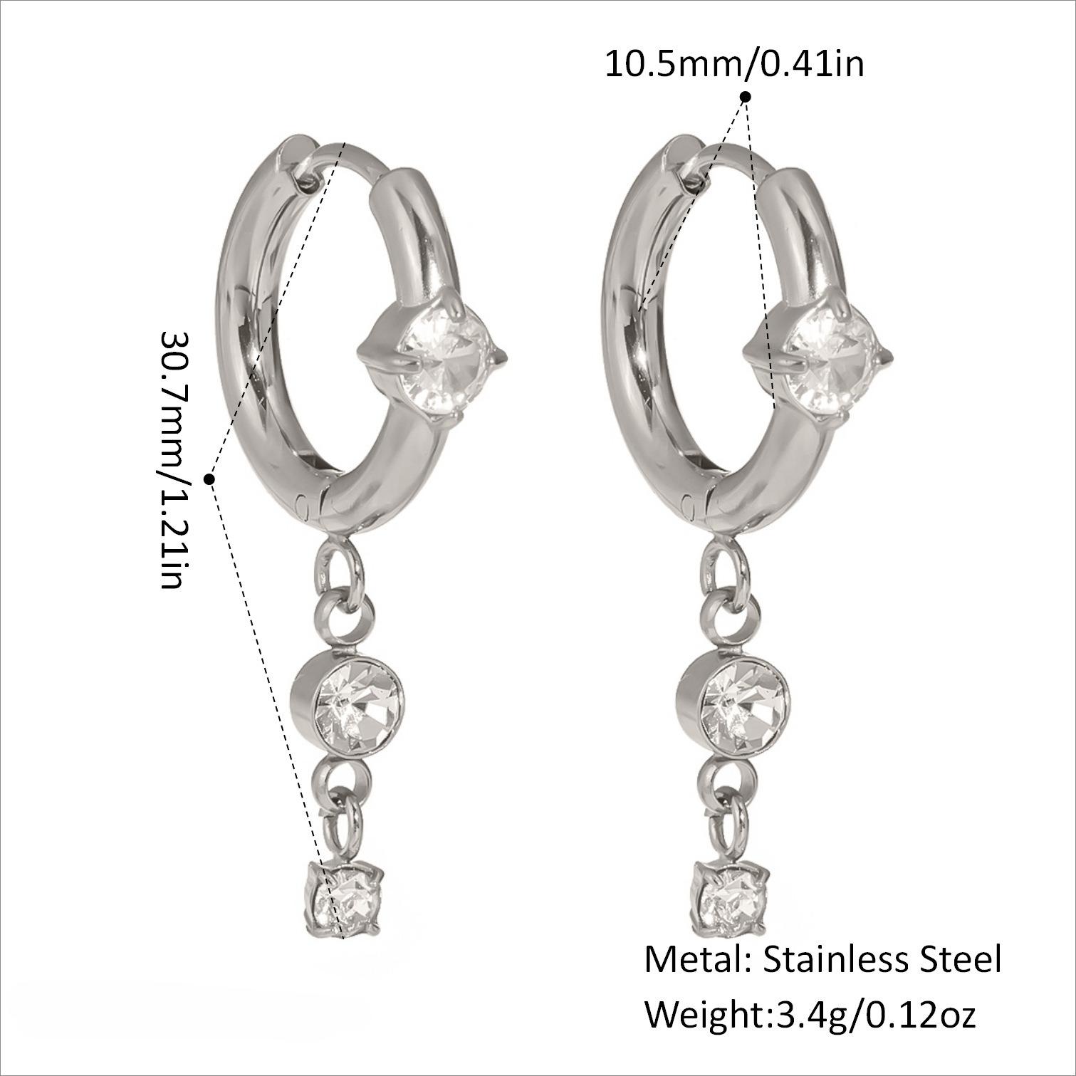 Yori Delicate White Cubic Zirconia Pendant Earrings Statement Stainless Steel Premium Jewelry Party Gift