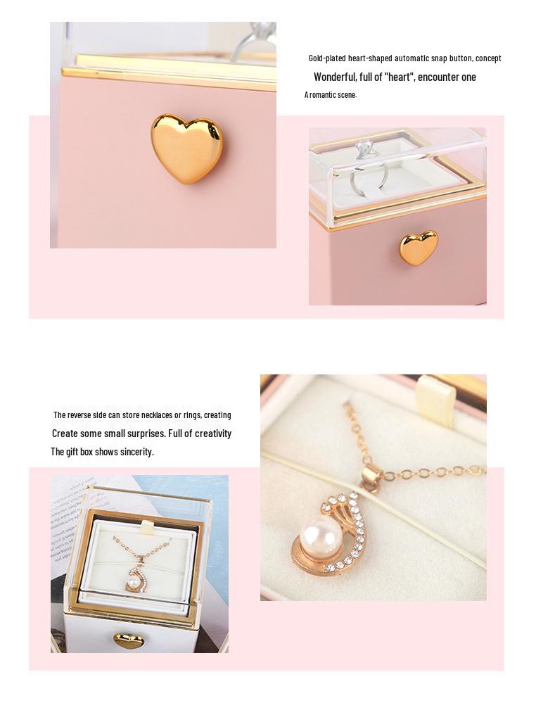 Little Bear Magic Rotating Necklace Gift Box with Flip Ring Surprise