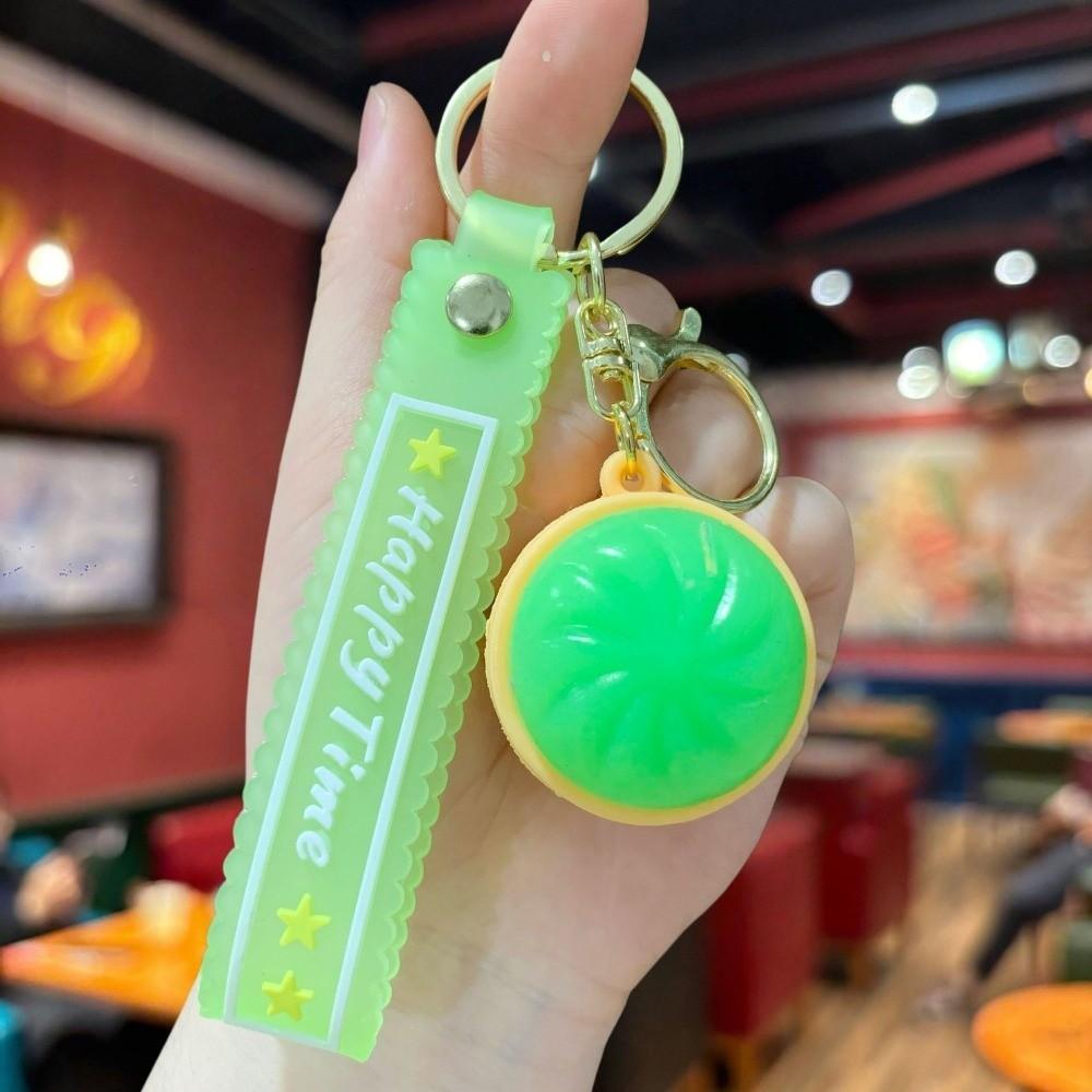 3D Flashing Baozi Key Ring LED Flashing Squeeze Toy Fidget Toy Steamed Bun Key Chain Car Keys