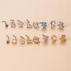Trendy European & American Zircon Nose Stud: Floral, Heart & Geometric Shapes In Stainless Steel