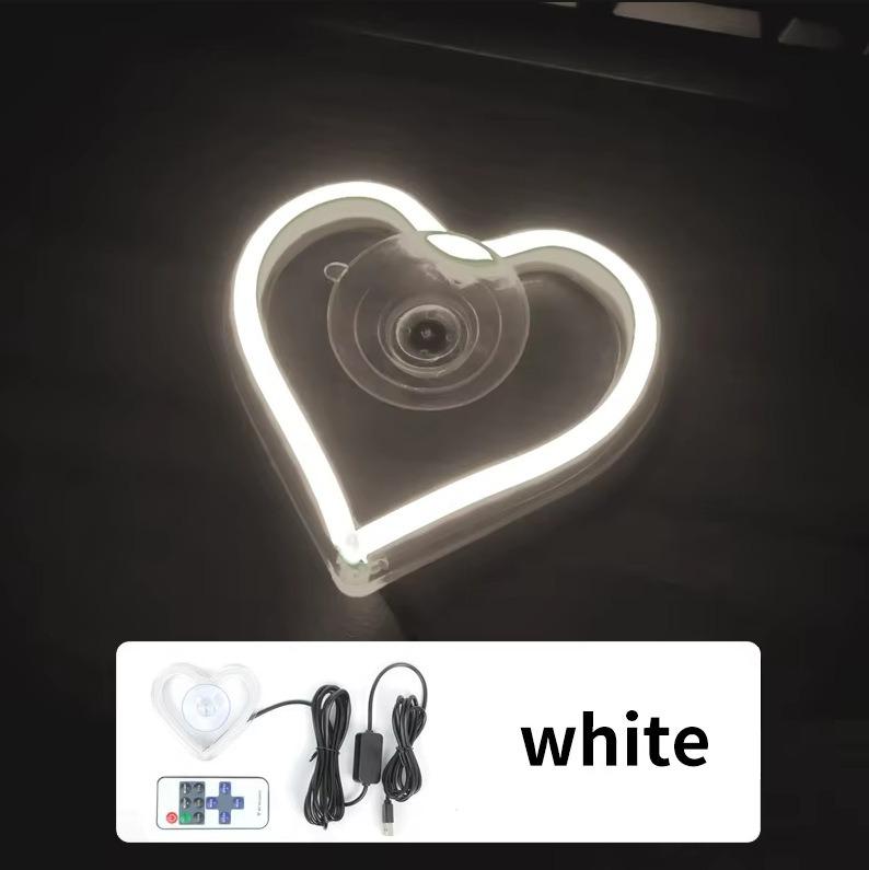 Automotive Triangle Rear Window LED Illuminated Heart-shaped Atmosphere Neon Light Remote Auto Interior Decoration USB Wiring