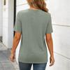 Women’s Casual V Neck Ribbed Short Sleeve Top Soft Brushed Knit Pullover Relaxed Fit Lightweight Basic Shirt