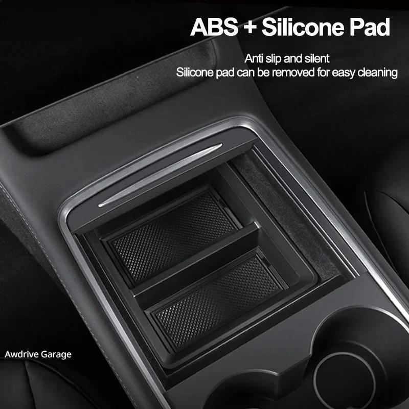 For Tesla Model 3/Y/3 Highland Model Y Juniper 2025+ Central Control Storage Box Organizer Tray Armrest Cubby Drawer Accessories