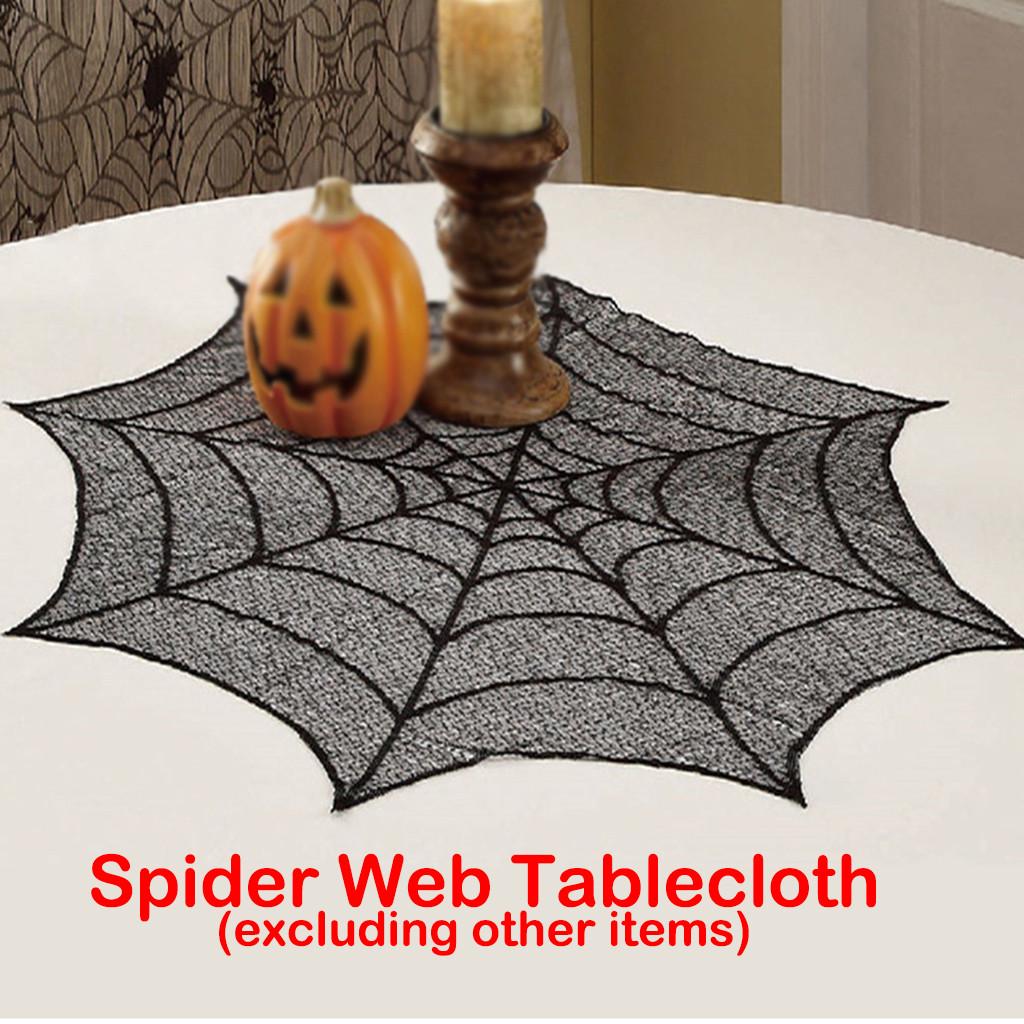 Halloween Spider Round Web Tablecloth Topper Covers Fireplace Table Party Decor