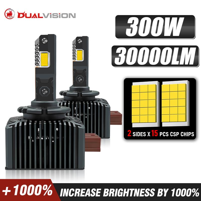 

Dualvision D1S D3S Світлодіодні Фари HID D3S D2S D4S D8S 30000Лм 300Вт D1R D2R D3R D4 CANBUS LED Двосторонній Чіп CSP 6000K Plug&Play 300W 30000LM