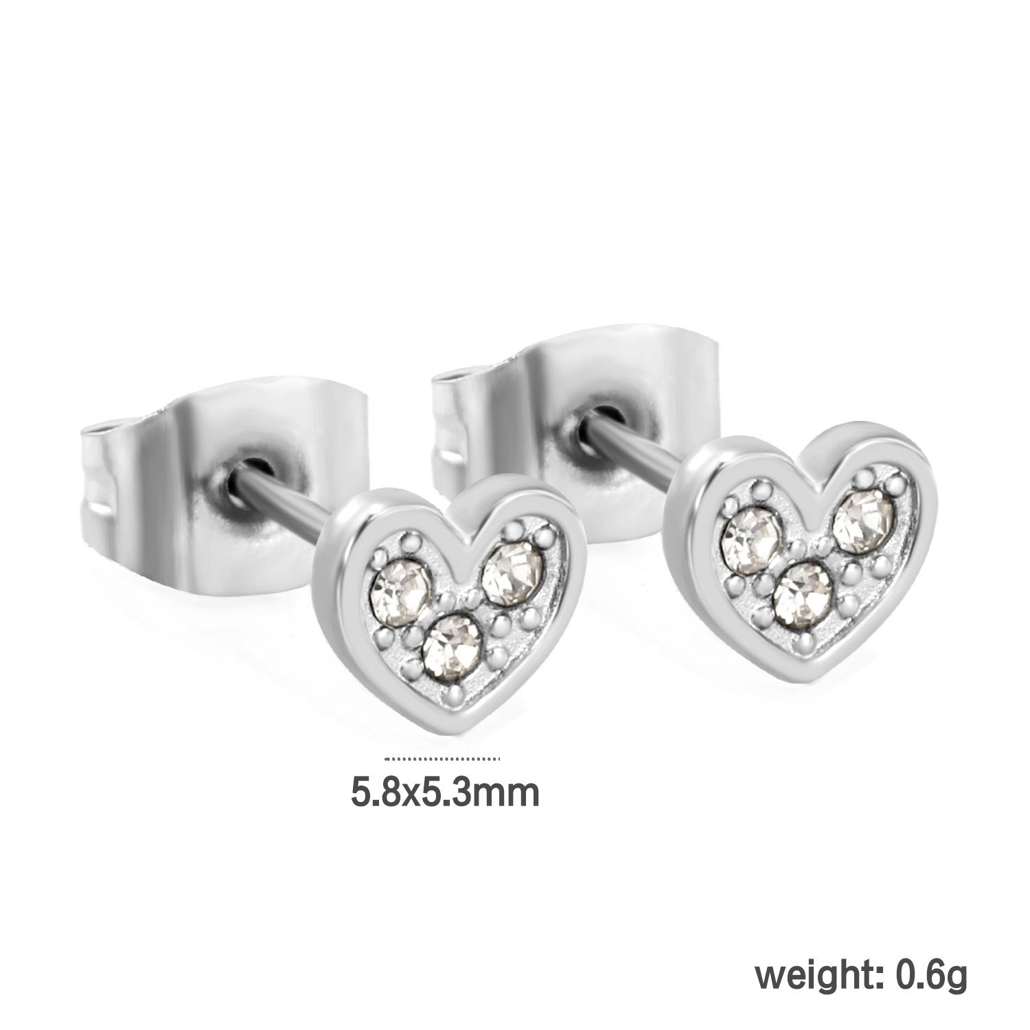 Fashionable Exquisite Heart-Shaped Cut Diamond Earrings Small And Versatile Elegant Ear Jewelry