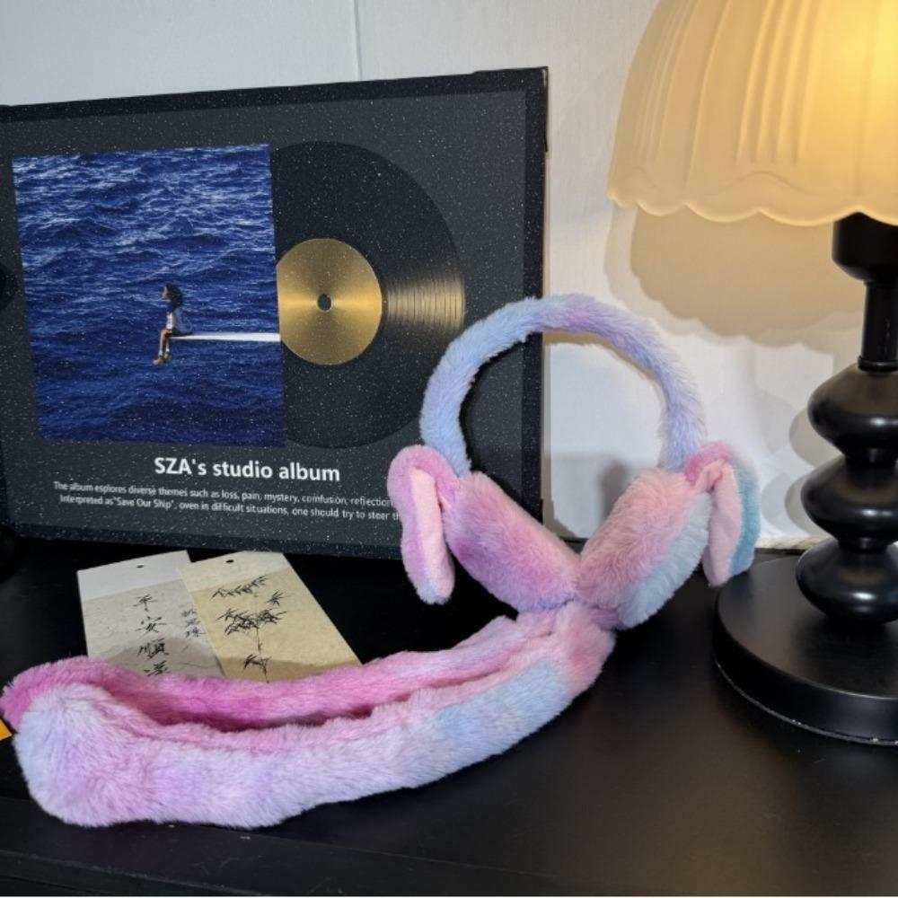 Cute Rabbit Ear Muffs Soft Colorful Winter Warm Earmuffs Moving Jumping Ears Ear Protection Cover for Women Girls