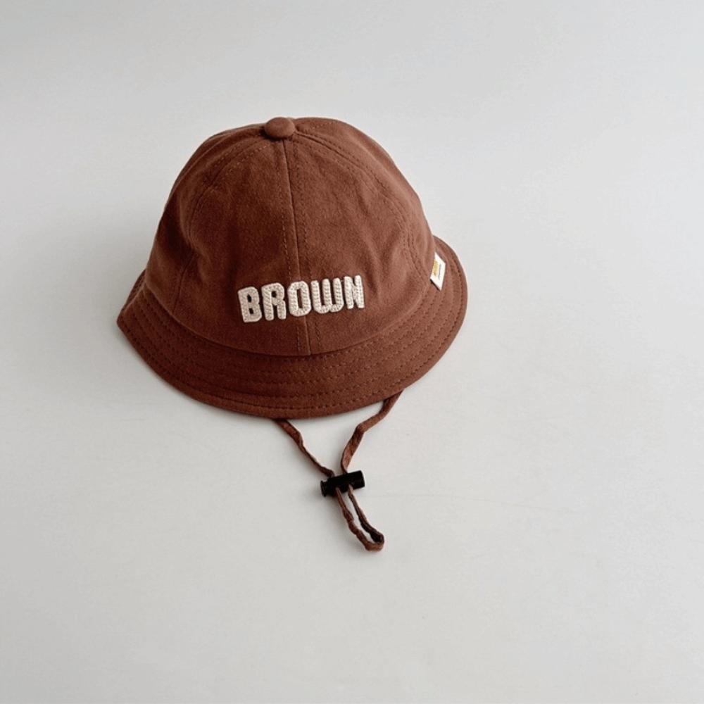 

Letter Embroidery Toddler Bucket Hat Cotton Kids Bucket Cap Baby Sunscreen Hat Outdoor Use коричневий