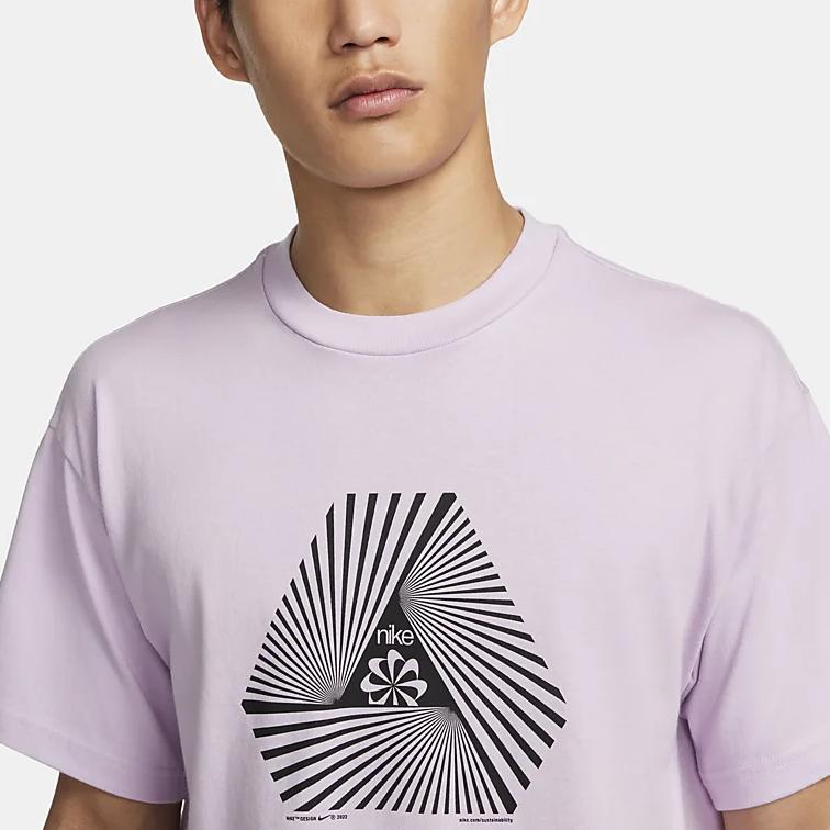 Nike Geometric Letter Logo Print Crew Neck Short Sleeve T-Shirt Men Tops Purple DV0679-530