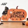 Decorative Fall Table Sign Halloween Wooden Sign, Cute Pumpkin Boo Ghost Holiday Window Display Ornament Tabletop Centerpiece for Indoor Mantel