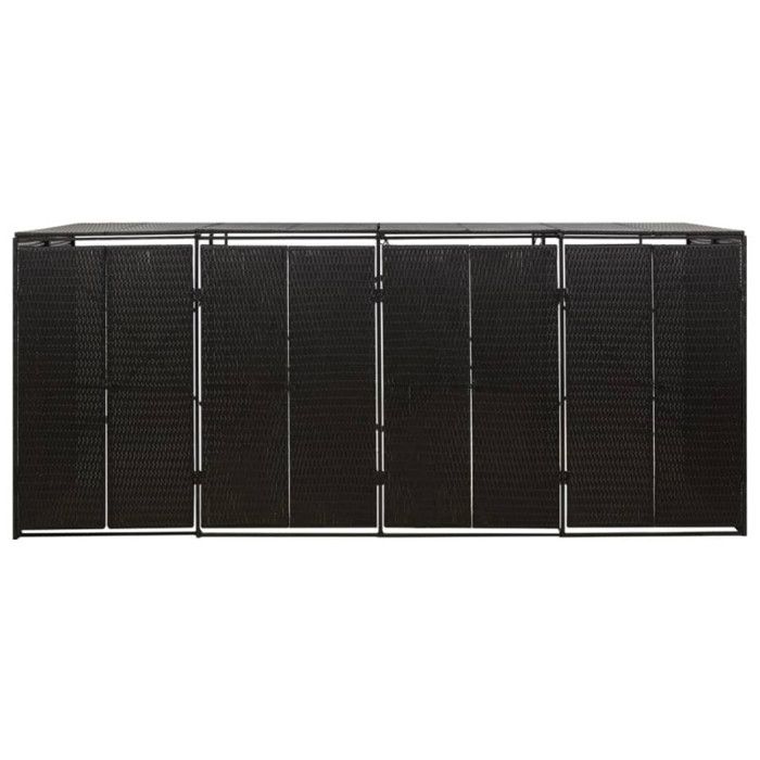 VidaXL Abri pour poubelle quadruple Noir 274x80x117 cm Résine tressée 319863