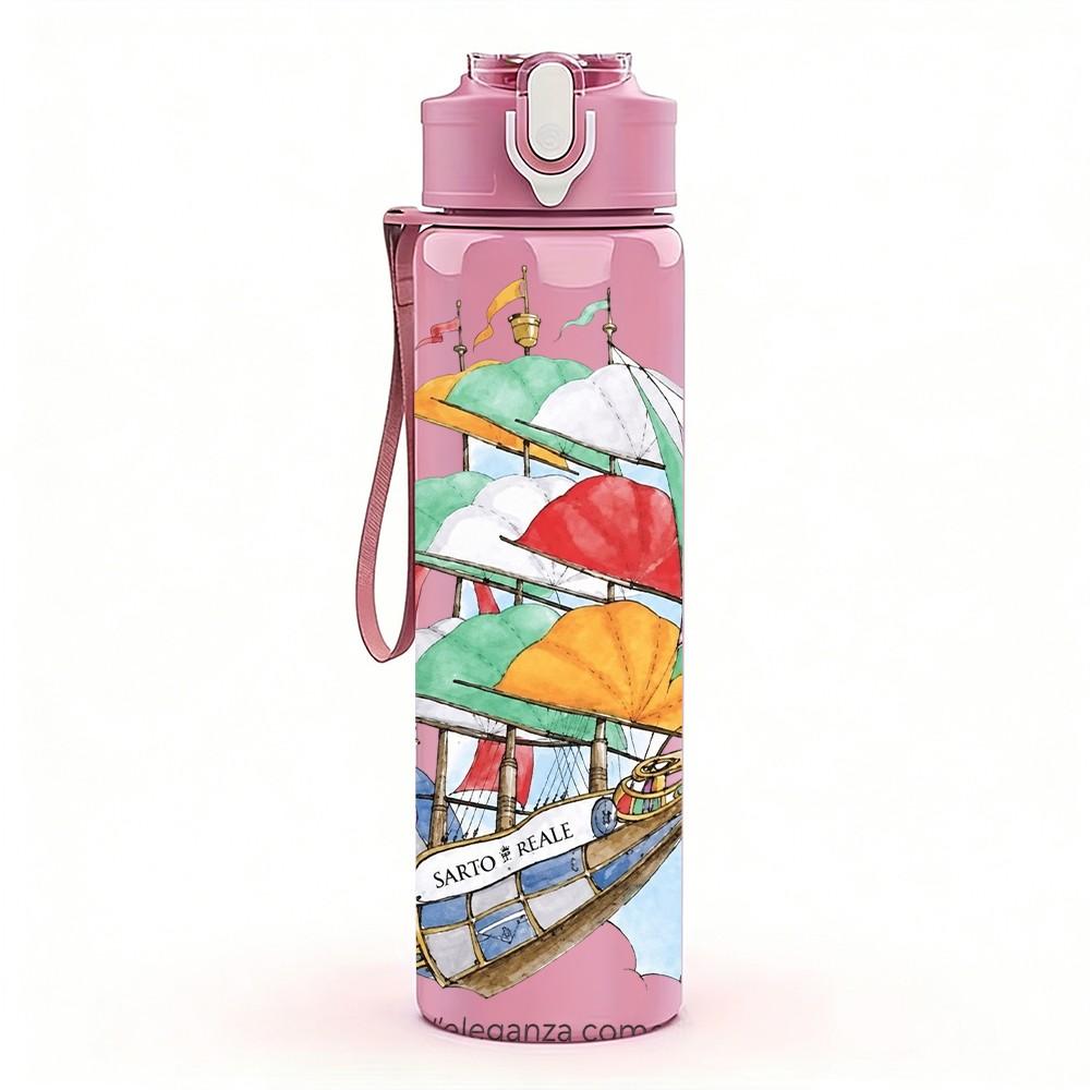 1PC Colorful Sail Boat Scene 750ml sports water bottle leakproof straw lid outdoor office home