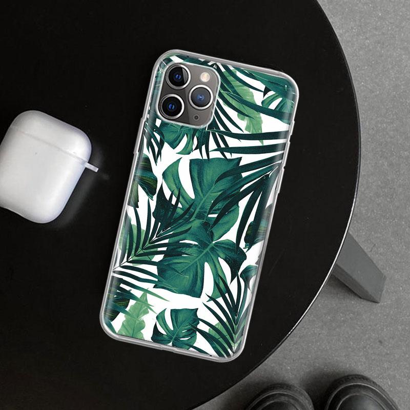 Summer Tropical Plants Green Leaf Phone Case Cover for iPhone 11 12 13 Mini 14 15 Plus 16 Pro Max 17 Air 7 8 + SE Art Customized