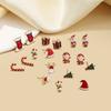 Hot Sale Pair/Set Christmas Elements Cane Socks Pattern Stylish Small Delicate Christmas Stud Earrings Set