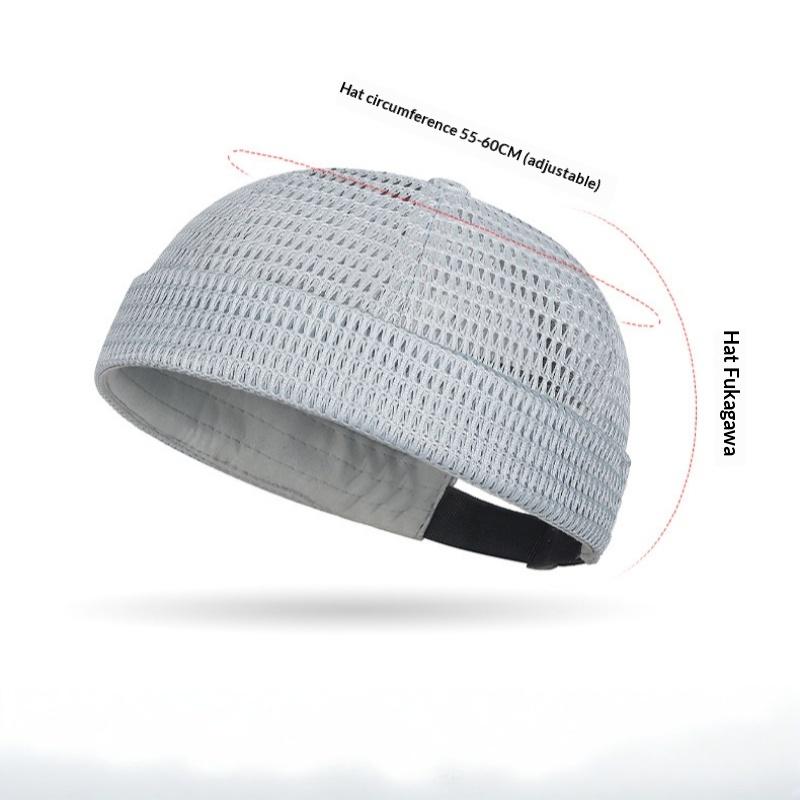 1Pcs Fashion Summer Adjustable Docker Beanies Hat Mesh Breathable Brimless Melon Skin Hat Outdoor Hip Hop Sailor Landlord Cap