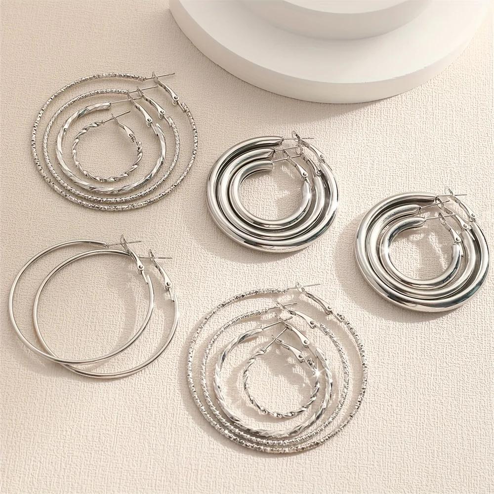 8 Paar Set Ohrringe Legierung Schmuck Eleganter Einfacher Stil Für Damen Mädchen Tägliches Tragen Zartes Set Geschenke