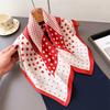 Contrast Color Polka Dot Simulation Silk Printing Square Scarf Shawl Scarf High-end Neck Small Square Scarf Headscarf Silk Scarf Women