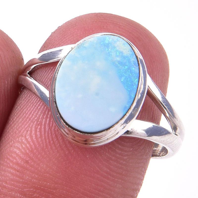 

Ювелирное кольцо из стерлингового серебра 925 пробы с натуральным австралийским опалом S.8 e5B26