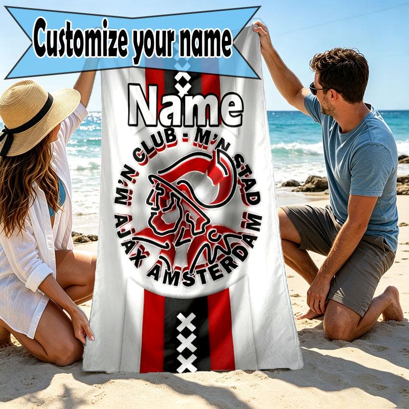 Custom Name Personalized Ajax Print Beach Towel, for Trip Camping Beach Party Home Decor, Birthday Gift for Family & Friends