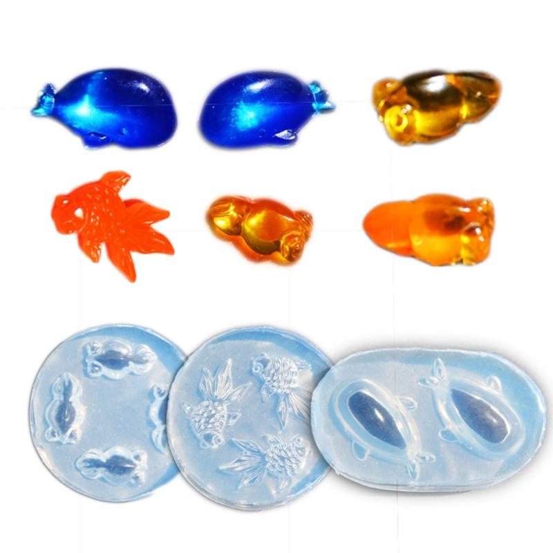 3Pcs Gold Fish and Whale Epoxy Resin Molds Jewelry Making Tool Soap Candle Craft Silicone Mould Baking Accessories